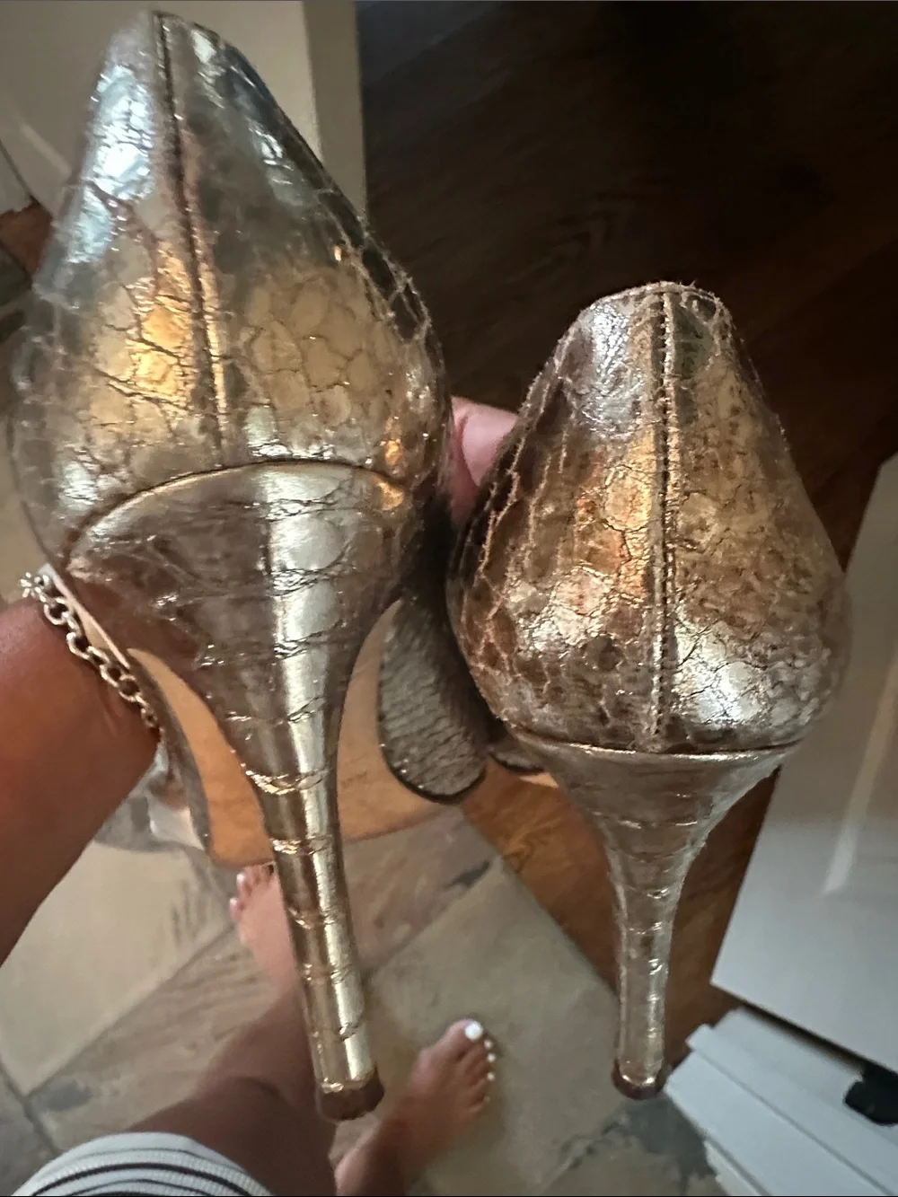 kate spade Metallic Textured Gold Pumps